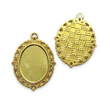 Load image into Gallery viewer, Gold tone cabochon flatback pendant setting for 18x25mm stone 4pc-Orange Grove Beads