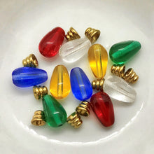 Load image into Gallery viewer, Mini Christmas holiday colored string light bulb beads 10 sets (20pc) 13mm