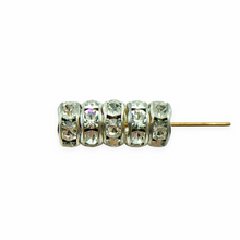Load image into Gallery viewer, Czech wavy edge crystal rondelle beads beads silver 10pc 7mm