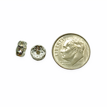 Load image into Gallery viewer, Czech wavy edge crystal rondelle beads beads silver 10pc 7mm
