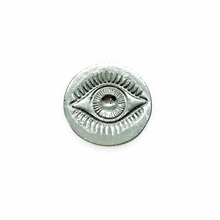 Load image into Gallery viewer, Czech glass round evil eye flatback cabochon stone vitrail pale green 18mm
