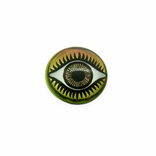Load image into Gallery viewer, Czech glass round evil eye flatback cabochon stone Sahara red gold 18mm-Orange Grove Beads