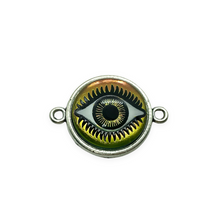 Load image into Gallery viewer, Czech glass round evil eye flatback cabochon stone vitrail light 18mm