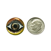 Load image into Gallery viewer, Czech glass round evil eye flatback cabochon stone vitrail light 18mm