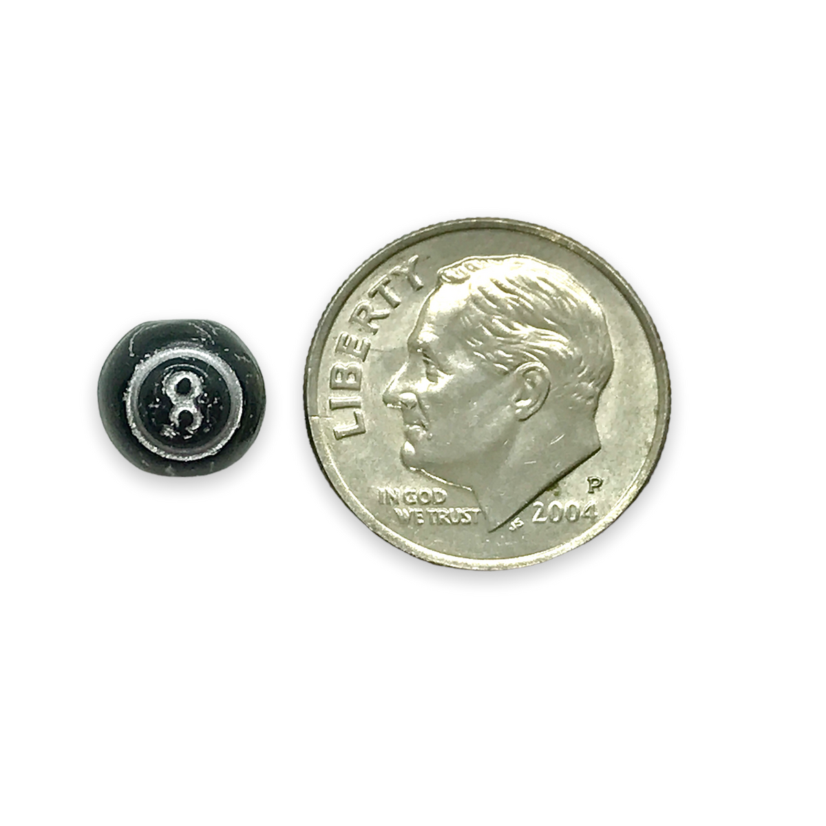 Czech glass magic eight ball billiards beads 20pc black silver 8mm