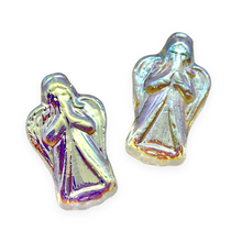 Load image into Gallery viewer, Czech glass Christmas figural angel beads charms 6pc 23x13mm crystal AB #8-Orange Grove Beads