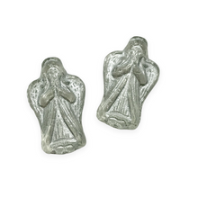 Load image into Gallery viewer, Czech glass Christmas figural angel beads charms 6pc 23x13mm crystal silver #18-Orange grove Beads