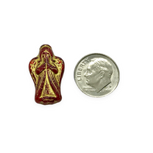 Load image into Gallery viewer, Czech glass angel beads 6pc 23x13mm red gold #9
