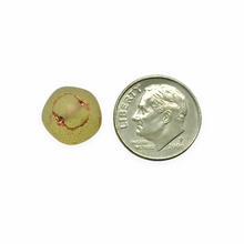 Load image into Gallery viewer, Czech glass apple fruit beads 10pc matte opaline white copper 12mm UV