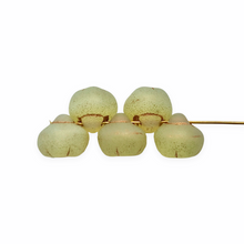 Load image into Gallery viewer, Czech glass apple fruit beads 10pc matte opaline white copper 12mm UV