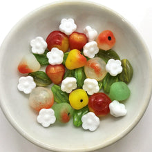 Load image into Gallery viewer, Czech glass apple pear fruit salad beads mix 36pc with leaves & flowers-Orange Grove Beads