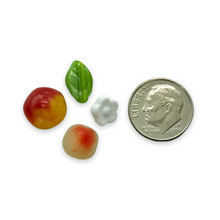 Load image into Gallery viewer, Czech glass apple pear fruit salad beads mix 36pc with leaves & flowers