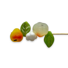 Load image into Gallery viewer, Czech glass apple pear fruit salad beads mix 36pc with leaves & flowers