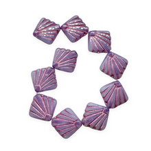 Load image into Gallery viewer, Czech glass Art Deco Diamond Fan Beads 10pc opaline blue purple pink inlay 17mm-Orange Grove Beads