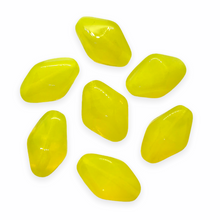 Load image into Gallery viewer, Czech glass smooth faceted diamond beads 14pc opaline yellow 14x10-Orange Grove Beads