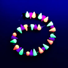 Load image into Gallery viewer, Czech glass baby spike beads 40pc mix neon green purple orange black 8x5mm