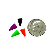 Load image into Gallery viewer, Czech glass baby spike beads 40pc mix neon green purple orange black 8x5mm