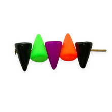 Load image into Gallery viewer, Czech glass baby spike beads 40pc mix neon green purple orange black 8x5mm