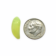 Load image into Gallery viewer, Czech glass banana fruit beads 12pc opaline uranium yellow