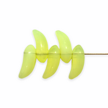 Load image into Gallery viewer, Czech glass banana fruit beads 12pc opaline uranium yellow
