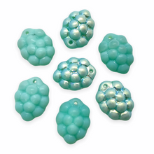 Load image into Gallery viewer, Czech glass berry grape fruit beads 12pc opaque sky blue AB UV blacklight glow-Orange Grove Beads