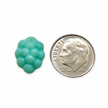 Load image into Gallery viewer, Czech glass berry fruit beads 12pc uranium sky blue AB 14x10mm