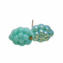 Load image into Gallery viewer, Czech glass berry fruit beads 12pc uranium sky blue AB 14x10mm