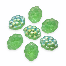 Load image into Gallery viewer, Czech glass berry grape fruit beads 12pc translucent green AB UV blacklight glow-Orange Grove Beads