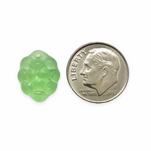 Load image into Gallery viewer, Czech glass berry fruit beads 12pc translucent green AB UV glow