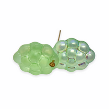 Load image into Gallery viewer, Czech glass berry fruit beads 12pc translucent green AB UV glow