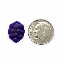 Load image into Gallery viewer, Czech glass berry fruit beads matte dark blue AB 12pc 14x10mm