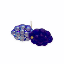 Load image into Gallery viewer, Czech glass berry fruit beads matte dark blue AB 12pc 14x10mm
