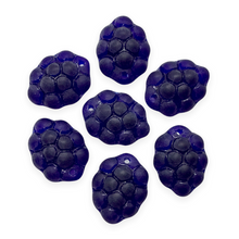 Load image into Gallery viewer, Czech glass blackberry grape fruit beads 12pc frosted dark blue 14x10mm-Orange Grove Beads