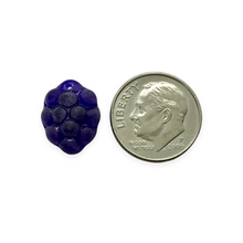 Load image into Gallery viewer, Czech glass blackberry berry fruit beads matte dark blue 12pc 14x10mm