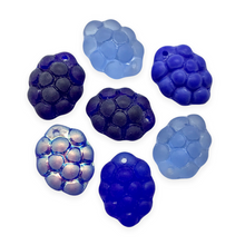 Load image into Gallery viewer, Czech glass berry grape fruit beads mix 12pc shades of blue 14x10mm-Orange Grove Beads