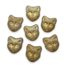 Load image into Gallery viewer, Czech glass cat beads 10pc frosted crystal with gold 13x11mm-Orange Grove Beads