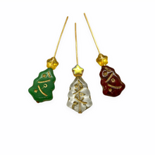 Load image into Gallery viewer, Czech glass Christmas tree bead mix 24pc with stars red green clear gold