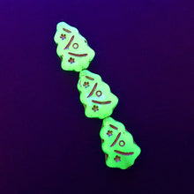 Load image into Gallery viewer, Czech glass Christmas tree beads 10pc uranium green gold