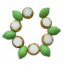 Load image into Gallery viewer, Coconut lime fruit Czech glass beads charms mix 12pc #3-Orange Grove Beads