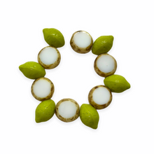 Load image into Gallery viewer, Czech glass coconut lime fruit beads charms 12pc #4-Orange Grove Beads
