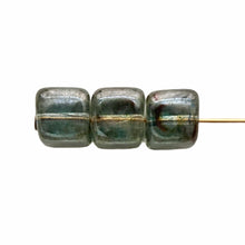 Load image into Gallery viewer, Czech glass cube beads 25pc loden green lumi 7mm-Orange Grove Beads