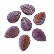 Load image into Gallery viewer, Czech glass large dogwood leaf beads 12pc purple red 16x12mm-Orange Grove Beads