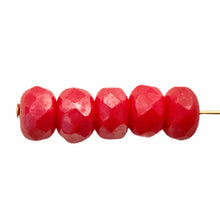 Load image into Gallery viewer, Czech glass faceted rondelle beads 30pc red white luster 7x4mm-Orange Grove Beads