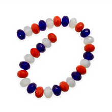 Load image into Gallery viewer, Czech glass USA patriotic mix faceted rondelle beads 30pc red white blue 9x6mm-Orange grove Beads
