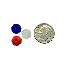 Load image into Gallery viewer, Czech glass USA patriotic mix faceted rondelle beads 30pc red white blue 9x6mm