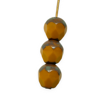 Load image into Gallery viewer, Czech glass faceted acorn drop round beads 15pc orange picasso 8mm-Orange Grove Beads