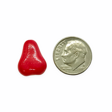Load image into Gallery viewer, Czech glass flat pear fruit beads 10pc yellow red 16x12mm