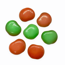 Load image into Gallery viewer, Czech glass flat apple fruit beads charms 12pc bi-color green red 12x11mm-Orange Grove Beads