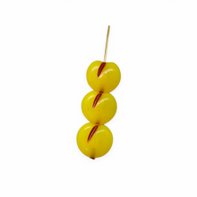 Load image into Gallery viewer, Czech glass flat apple peach fruit beads 12pc milky yellow red 12x11mm