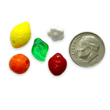 Load image into Gallery viewer, Czech glass fruit salad beads 36pc lemon orange strawberry with leaves flowers